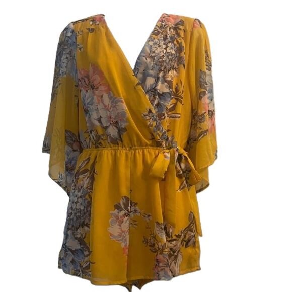Charlotte Russe Yellow Floral Dress, Small - Picture 1 of 5
